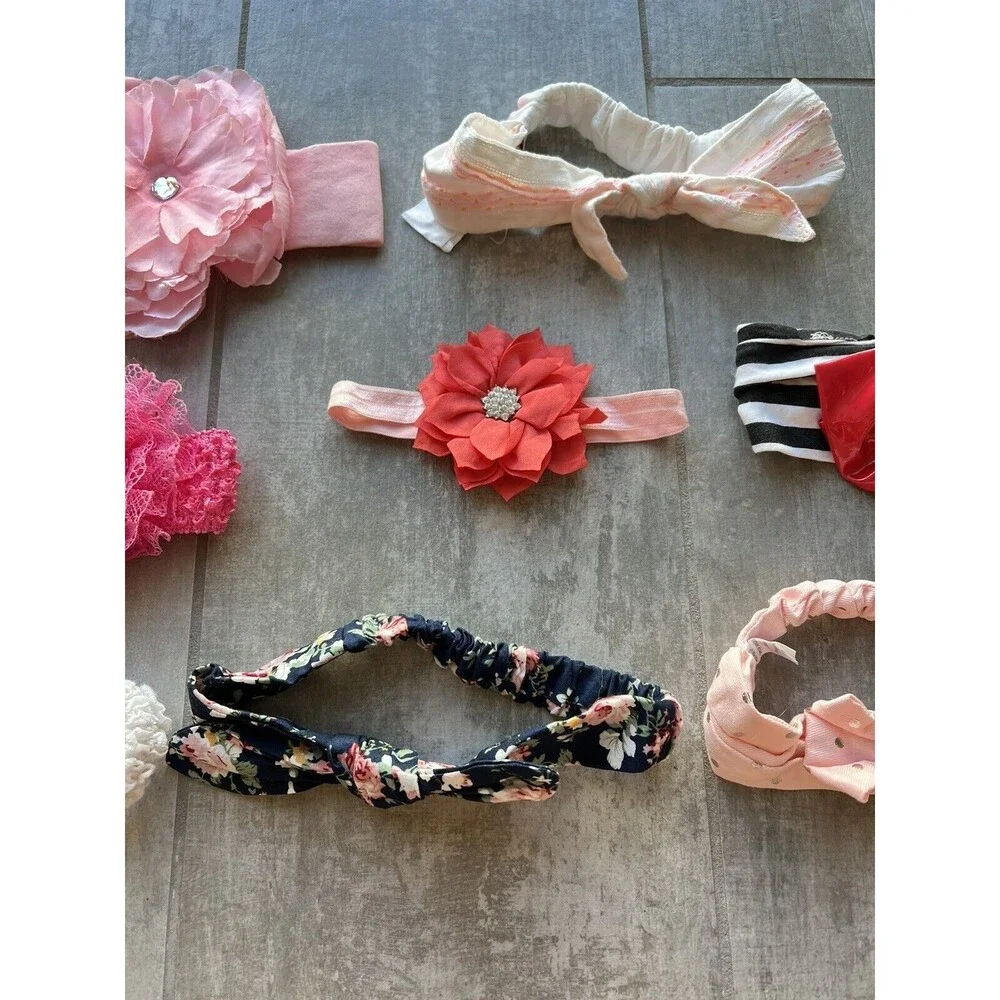 Infant Baby Newborn Toddler Girls Headbands Lot of 9 Multi Colors Flowers CUTE